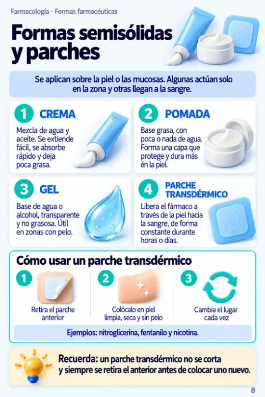 Página Formas semisólidas y parches